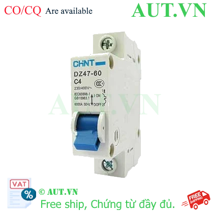 Ảnh của Aptomat cài (MCB) CHINT DZ47-60 C4-1P-6kA 