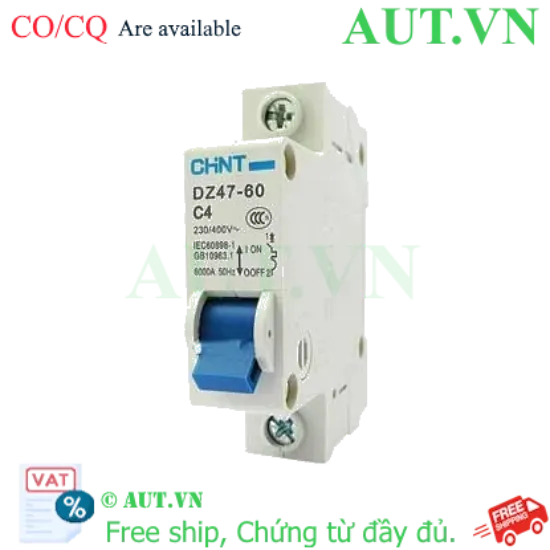 Ảnh của Aptomat cài (MCB) CHINT DZ47-60 C4-1P-6kA 