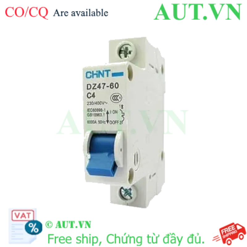 Ảnh của Aptomat cài (MCB) CHINT DZ47-60 C4-1P-6kA 