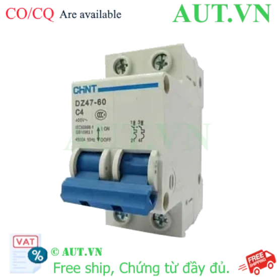 Ảnh của Aptomat cài (MCB) CHINT DZ47-60 C4-2P-4.5kA 