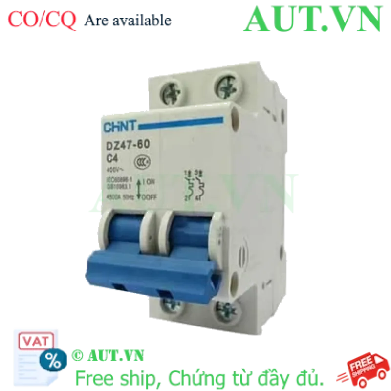 Ảnh của Aptomat cài (MCB) CHINT DZ47-60 C4-2P-4.5kA 