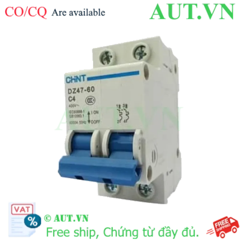 Ảnh của Aptomat cài (MCB) CHINT DZ47-60 C4-2P-6kA 