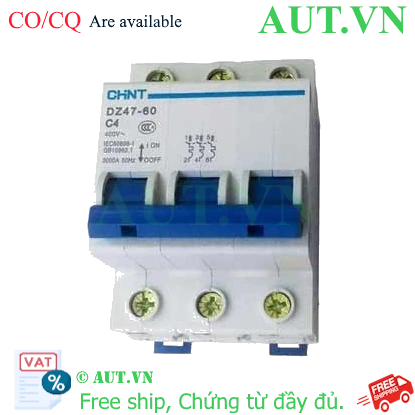 Ảnh của Aptomat cài (MCB) CHINT DZ47-60 C4-3P-3kA 