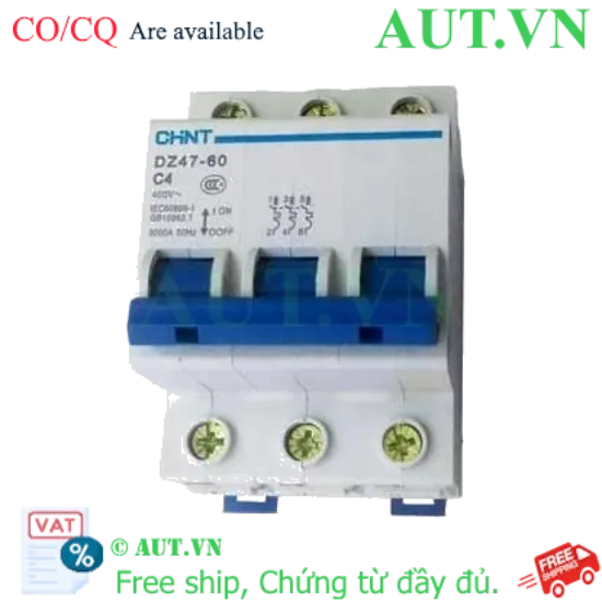 Ảnh của Aptomat cài (MCB) CHINT DZ47-60 C4-3P-3kA 