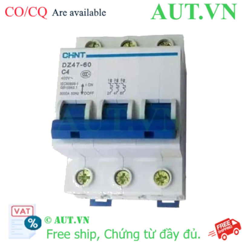 Ảnh của Aptomat cài (MCB) CHINT DZ47-60 C4-3P-3kA 