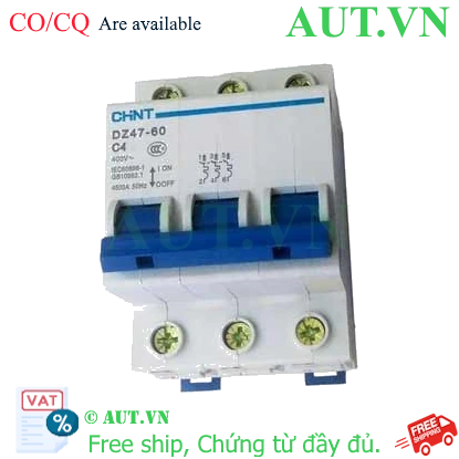 Ảnh của Aptomat cài (MCB) CHINT DZ47-60 C4-3P-4.5kA 