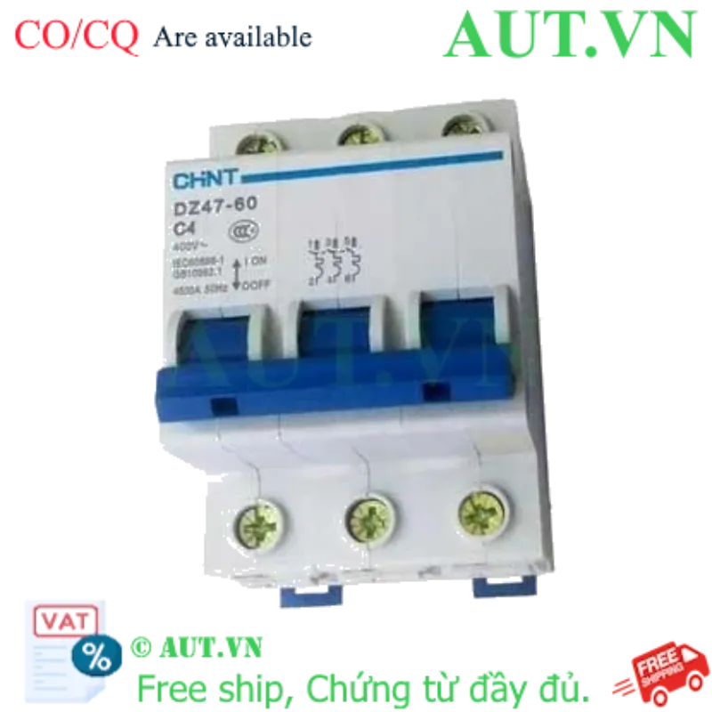 Ảnh của Aptomat cài (MCB) CHINT DZ47-60 C4-3P-4.5kA 