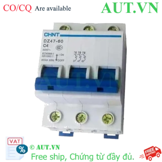 Ảnh của Aptomat cài (MCB) CHINT DZ47-60 C4-3P-6kA 
