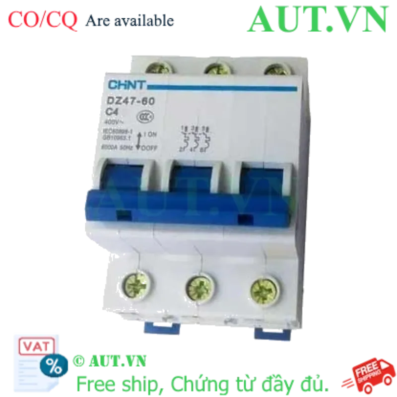 Ảnh của Aptomat cài (MCB) CHINT DZ47-60 C4-3P-6kA 