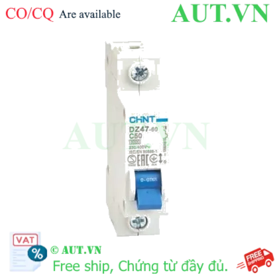 Ảnh của Aptomat cài (MCB) CHINT DZ47-60 C50-1P-3kA 