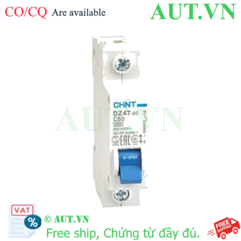 Ảnh của Aptomat cài (MCB) CHINT DZ47-60 C50-1P-4kA 