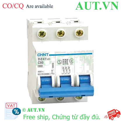 Ảnh của Aptomat cài (MCB) CHINT DZ47-60 C50-3P-4.5kA 