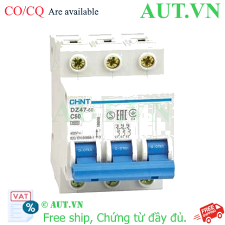 Ảnh của Aptomat cài (MCB) CHINT DZ47-60 C50-3P-4.5kA 