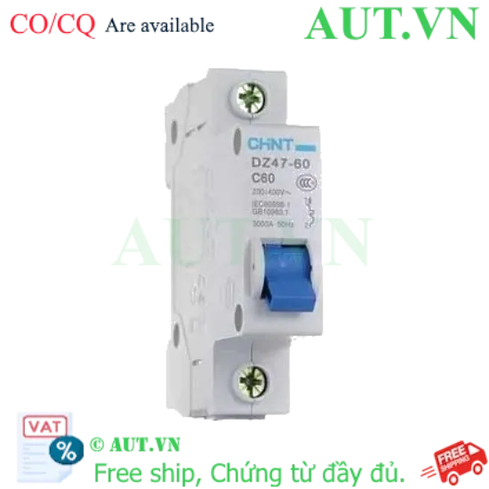 Ảnh của Aptomat cài (MCB) CHINT DZ47-60 C60-1P-3kA 