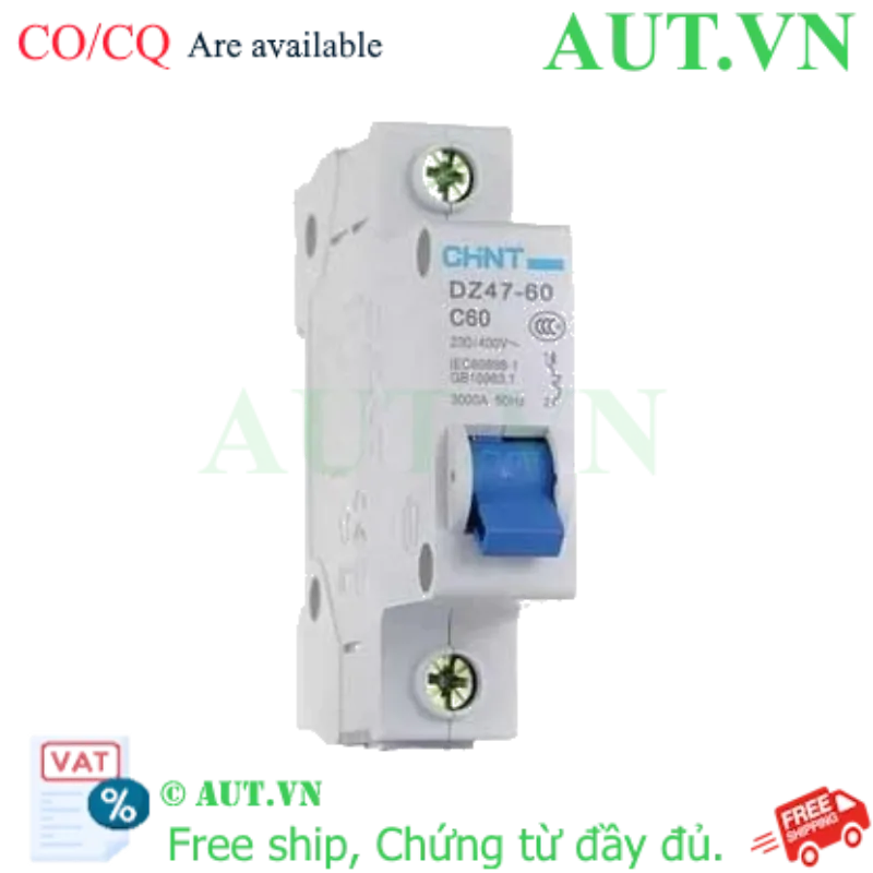 Ảnh của Aptomat cài (MCB) CHINT DZ47-60 C60-1P-3kA 