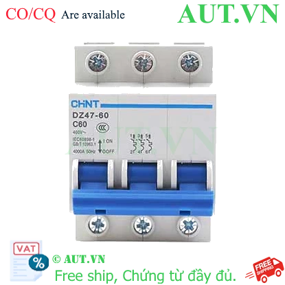 Ảnh của Aptomat cài (MCB) CHINT DZ47-60 C60-3P-4kA 