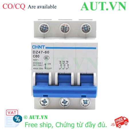 Ảnh của Aptomat cài (MCB) CHINT DZ47-60 C60-3P-4kA 
