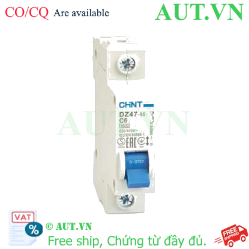 Ảnh của Aptomat cài (MCB) CHINT DZ47-60 C6-1P-4.5kA 