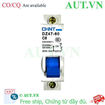 Ảnh của Aptomat cài (MCB) CHINT DZ47-60 C6-1P-6kA 