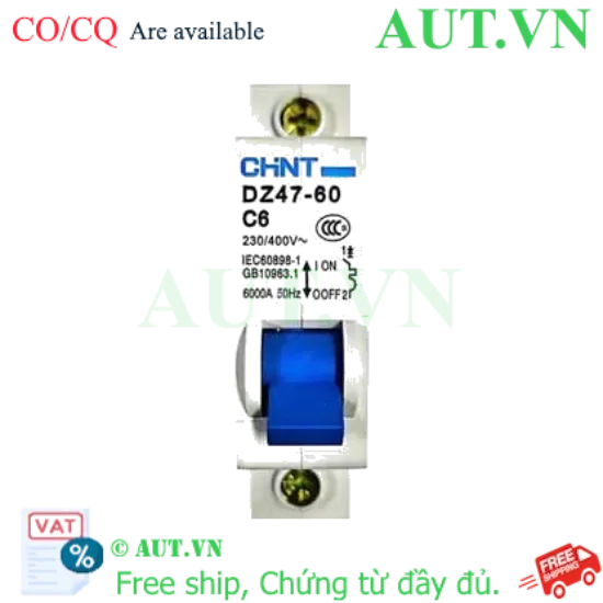 Ảnh của Aptomat cài (MCB) CHINT DZ47-60 C6-1P-6kA 
