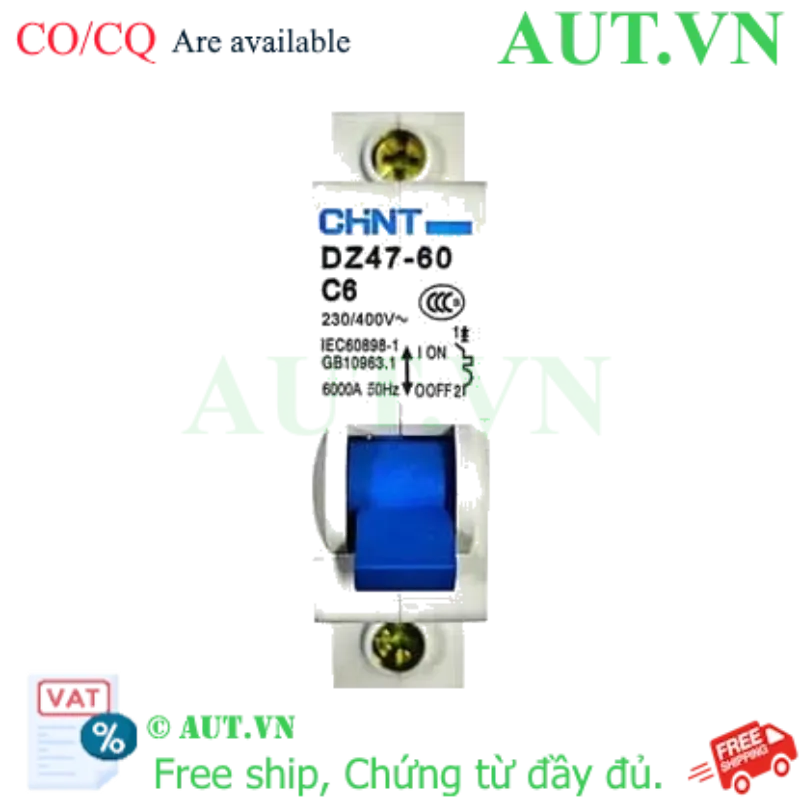 Ảnh của Aptomat cài (MCB) CHINT DZ47-60 C6-1P-6kA 