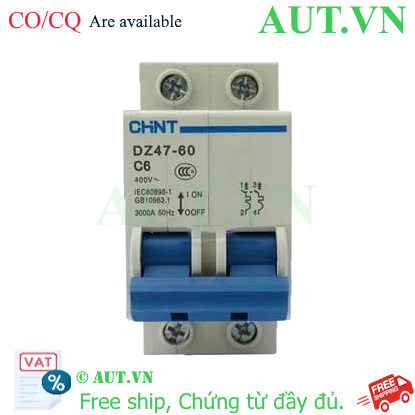 Ảnh của Aptomat cài (MCB) CHINT DZ47-60 C6-2P-3kA 