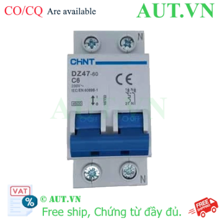 Ảnh của Aptomat cài (MCB) CHINT DZ47-60 C6-2P-4.5kA 