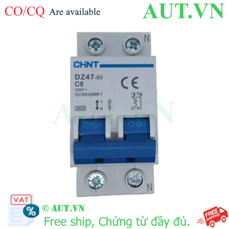 Ảnh của Aptomat cài (MCB) CHINT DZ47-60 C6-2P-4.5kA 