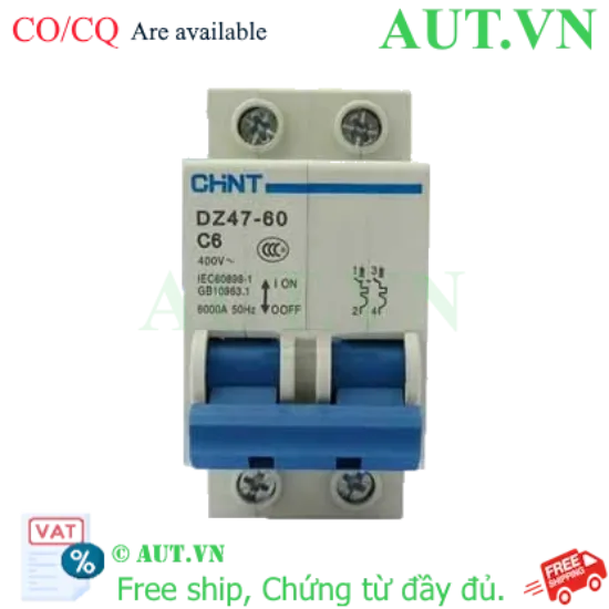 Ảnh của Aptomat cài (MCB) CHINT DZ47-60 C6-2P-6kA 