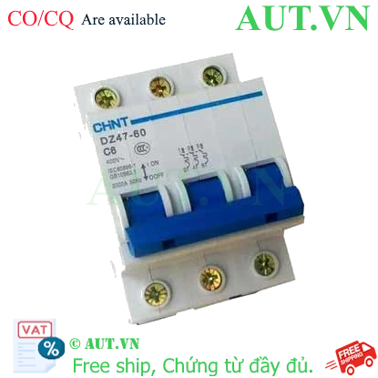 Ảnh của Aptomat cài (MCB) CHINT DZ47-60 C6-3P-3kA 