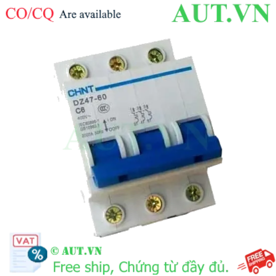 Ảnh của Aptomat cài (MCB) CHINT DZ47-60 C6-3P-3kA 