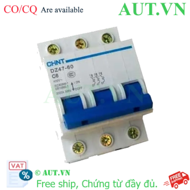 Ảnh của Aptomat cài (MCB) CHINT DZ47-60 C6-3P-3kA 