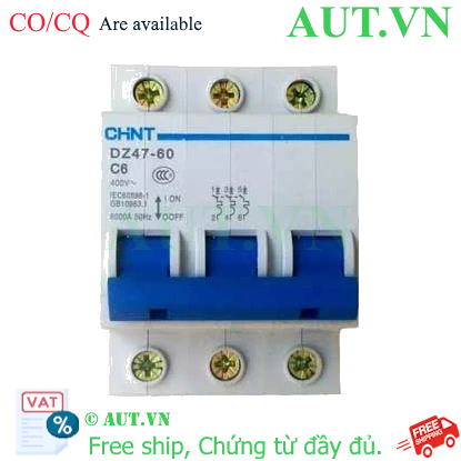 Ảnh của Aptomat cài (MCB) CHINT DZ47-60 C6-3P-6kA 