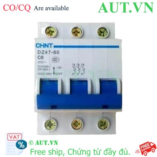 Ảnh của Aptomat cài (MCB) CHINT DZ47-60 C6-3P-6kA 