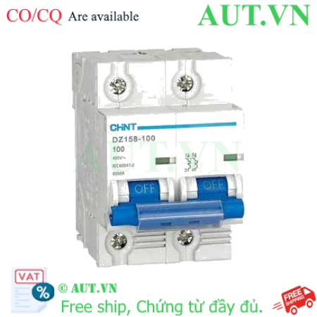 Ảnh của Aptomat cài CHINT DZ158-100 100A-2P-6kA .