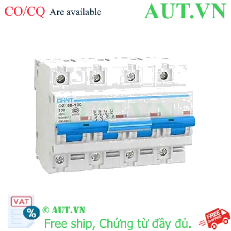 Ảnh của Aptomat cài CHINT DZ158-100 100A-4P-6kA .