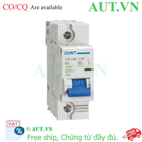 Ảnh của Aptomat cài CHINT DZ158-100 63A-1P-6kA .