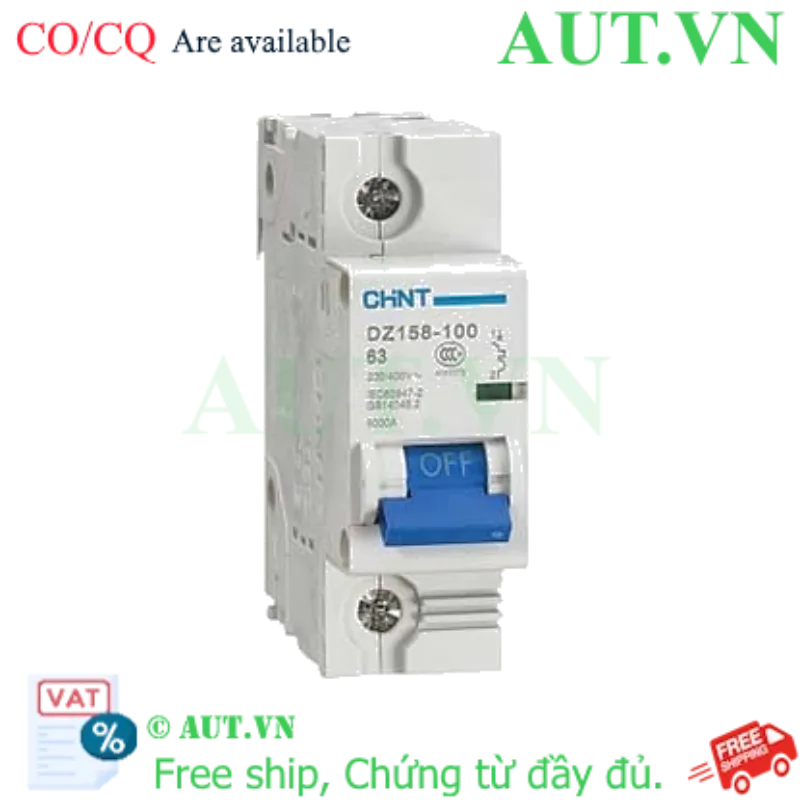 Ảnh của Aptomat cài CHINT DZ158-100 63A-1P-6kA .