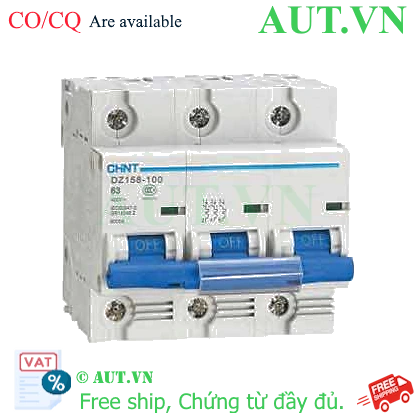 Ảnh của Aptomat cài CHINT DZ158-100 63A-3P-6kA .