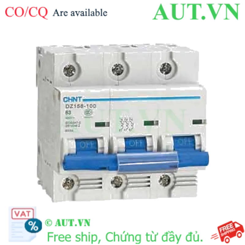 Ảnh của Aptomat cài CHINT DZ158-100 63A-3P-6kA .