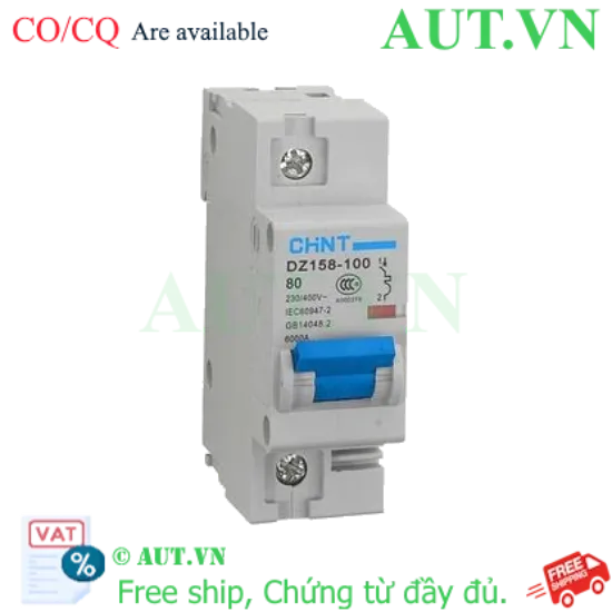 Ảnh của Aptomat cài CHINT DZ158-100 80A-1P-6kA .