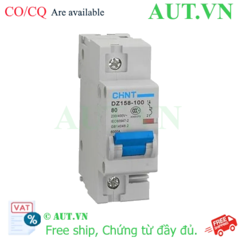 Ảnh của Aptomat cài CHINT DZ158-100 80A-1P-6kA .
