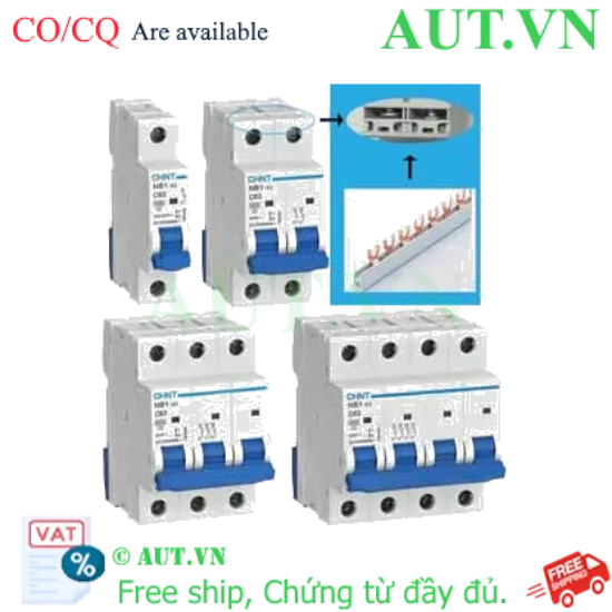 Ảnh của Aptomat cài dùng cho thanh lược càng cua CHINT NB1-63 2P C13 6kA DB 