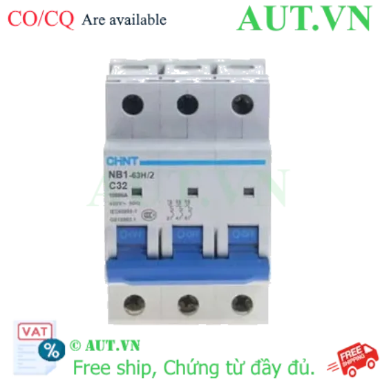 Ảnh của Aptomat CHINT NB1-63H/2 3P C32 8In 