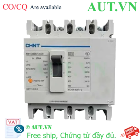 Ảnh của Aptomat MCCB NM1-250S/4300 150A CHINT - 4P, 150A, 25kA