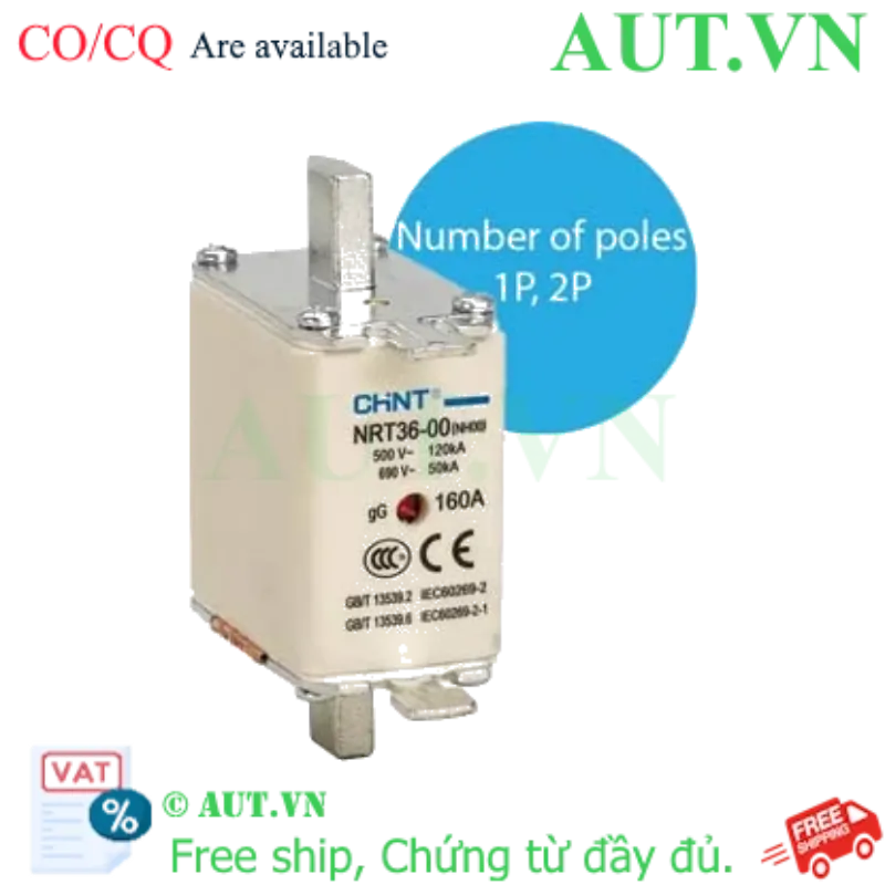 Ảnh của Cầu chì CHINT NRT36-00 1P - 160A - 690VAC - chính hãng