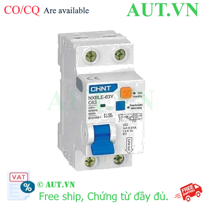 Ảnh của Cầu dao chống rò CHINT NXBLE-63Y 1P+N C63 0.01A 4.5kA 