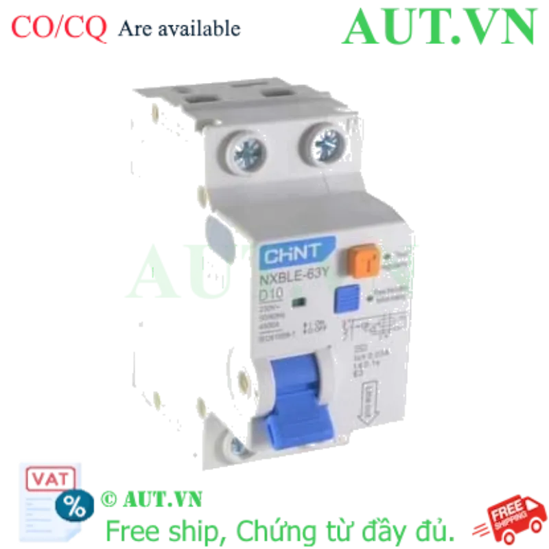 Ảnh của Cầu dao chống rò CHINT NXBLE-63Y 1P+N D10 0.03A 4.5kA 