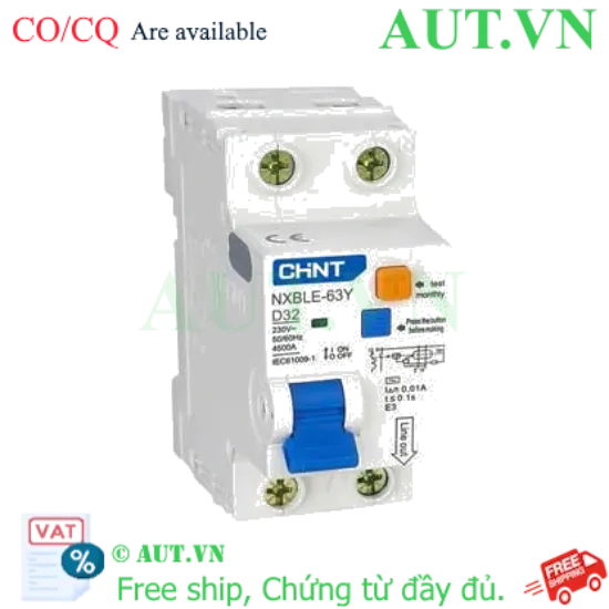 Ảnh của Cầu dao chống rò CHINT NXBLE-63Y 1P+N D32 0.01A 4.5kA 