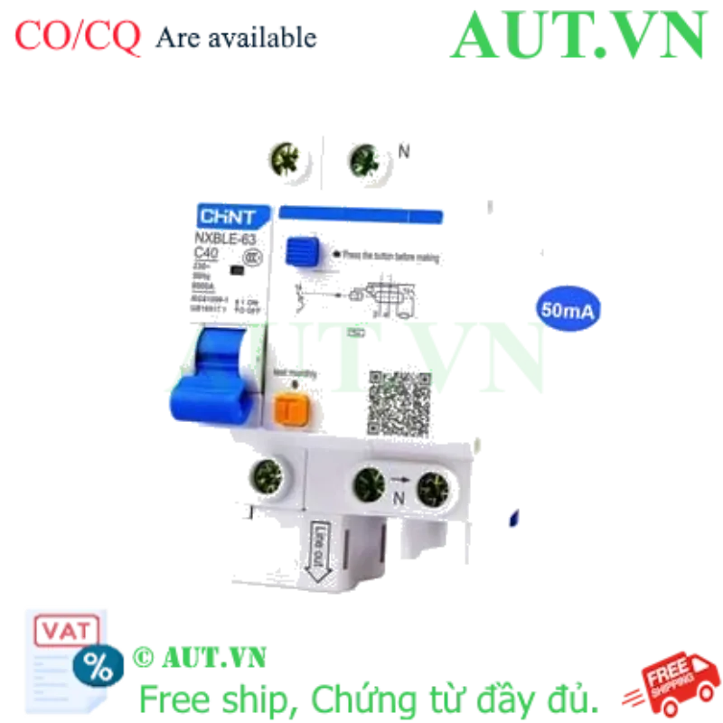 Ảnh của Cầu dao chống rò RCBO CHINT NXBLE-63 1P+N C40 50mA 6kA 